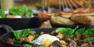 Beitragsbild des Blogbeitrags Eier mit Spinat und Pilzen 