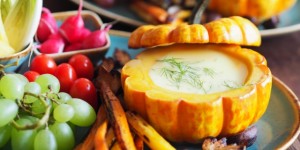 Beitragsbild des Blogbeitrags Käsefondue mit Gemüse
