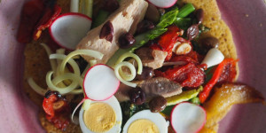 Beitragsbild des Blogbeitrags Socca mit Gemüse à la Niçoise