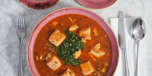 Beitragsbild des Blogbeitrags Lachs mit Linsen