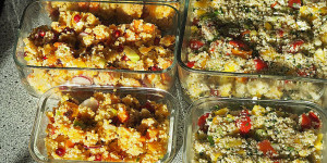 Beitragsbild des Blogbeitrags Quinoa-Salat mit Mango/ Hirse-Salat mit Kürbis/ Kartoffel Alfonso 