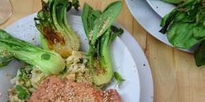 Beitragsbild des Blogbeitrags Schweinsrose mit Pak-Choi-Krautsalat
