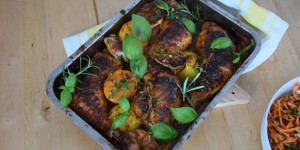 Beitragsbild des Blogbeitrags Hähnchenkeulen mit Karottensalat