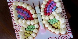 Beitragsbild des Blogbeitrags Farbenfrohe Schmetterlingstorte