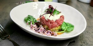 Beitragsbild des Blogbeitrags Thunfisch Tatar auf Gurkenwürfeln & Wasabicreme
