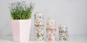 Beitragsbild des Blogbeitrags Muttertags DIY – Kerze mit getrockneten Blumen 