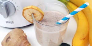 Beitragsbild des Blogbeitrags Veganer Bananen-Ingwer-Lassi