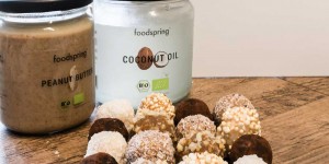 Beitragsbild des Blogbeitrags 5 leckere Energiekugeln mit Foodspring Peanut Butter und Coconut Oil