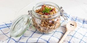 Beitragsbild des Blogbeitrags Leckeres Knuspermüsli selber machen ohne Zucker