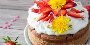 Beitragsbild des Blogbeitrags Lupinenmehl Kuchen mit Erdbeeren 