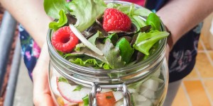 Beitragsbild des Blogbeitrags Kichererbsensalat vegan mit Curry und Gemüsemix