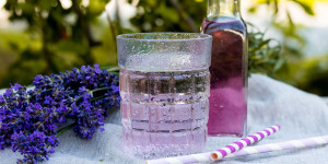 Beitragsbild des Blogbeitrags Lavendelsirup Rezept mit Birkenzucker 
