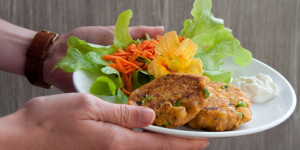 Beitragsbild des Blogbeitrags Kichererbsen Bratlinge mit Süßkartoffel *vegan*