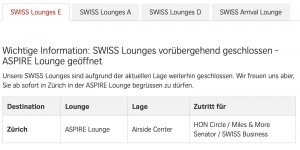 Beitragsbild des Blogbeitrags Swiss gibt in Zürich Aspire Lounge Zugang … schließt Frequent Traveller und Star Alliance Gold aber aus 