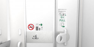 Beitragsbild des Blogbeitrags ANA Covid-19 Toilettentür hat Serienreife und wird installiert