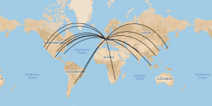 Beitragsbild des Blogbeitrags KARTE: Alle Lufthansa First Strecken im Sommerflugplan 2022 