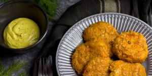 Beitragsbild des Blogbeitrags Süßkartoffelpuffer mit Senf-Dip