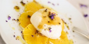 Beitragsbild des Blogbeitrags Mozzarella mit Orangen und Lavendelhonig 