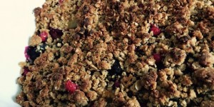 Beitragsbild des Blogbeitrags Zwetschken-Beeren-Crumble und gute Laune 