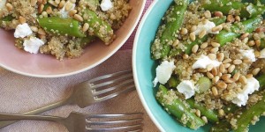 Beitragsbild des Blogbeitrags Quinoasalat mit Spargel und Ziegenkäse