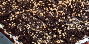 Beitragsbild des Blogbeitrags Creme-Crunch-Schnitten mit Heidelbeeren