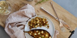 Beitragsbild des Blogbeitrags Gefüllte Auberginen mit Bulgur, Datteln und Feta