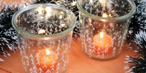 Beitragsbild des Blogbeitrags super einfaches DIY Winterwald Windlicht