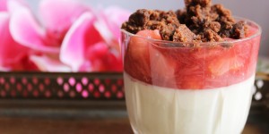 Beitragsbild des Blogbeitrags Vanillecreme mit Rhabarber-Erdbeerkompott