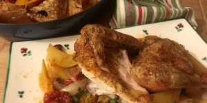 Beitragsbild des Blogbeitrags One-Pot Bio-Gockel auf herbstlichem Gemüse