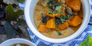 Beitragsbild des Blogbeitrags Rezept | einfacher Kürbis Curry Eintopf mit Reis