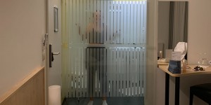 Beitragsbild des Blogbeitrags Unser Senf: Warum verglaste Badezimmer in Hotels einfach nicht leiwand sind