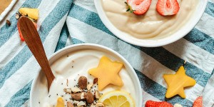 Beitragsbild des Blogbeitrags Die neuen veganen Joghurts von Joya // Mandel Joghurtalternativen 