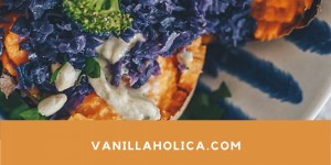 Beitragsbild des Blogbeitrags Ofen Süßkartoffel gefüllt mit Rotkohl und Brokkoli
