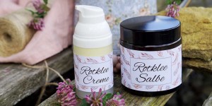 Beitragsbild des Blogbeitrags Rotklee Creme mit duftender Rose und feine Rotklee Salbe – Gutes für die Haut