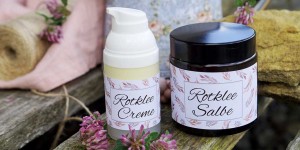 Beitragsbild des Blogbeitrags Rotklee Creme mit duftender Rose und feine Rotklee Salbe – Gutes für die Haut 