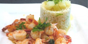 Beitragsbild des Blogbeitrags garnelen mit kohlrabirisotto