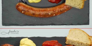 Beitragsbild des Blogbeitrags hausgemachte käsekrainer - unser rezept