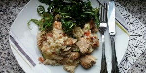 Beitragsbild des Blogbeitrags Risotto mit Hühnchen und Rucola 