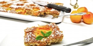 Beitragsbild des Blogbeitrags Low Carb Marillenkuchen Rezept