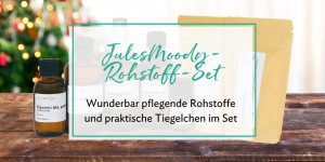 Beitragsbild des Blogbeitrags (Werbung) Wunderbar pflegende Rohstoffe für deine selbstgemachte Naturkosmetik: Das JulesMoody-Set