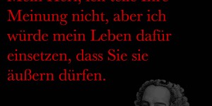 Beitragsbild des Blogbeitrags Mein Herr, ich teile Ihre Meinung nicht, aber ich würde mein Leben dafür einsetzen, dass Sie sie äußern dürfen.