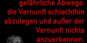 Beitragsbild des Blogbeitrags Es gibt zwei gefährliche Abwege: die Vernunft schlechthin abzulegen und außer der Vernunft nichts anzuerkennen.
