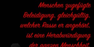 Beitragsbild des Blogbeitrags Jede einem Menschen zugefügte Beleidigung, gleichgültig, welcher Rasse er angehört, ist eine Herabwürdigung der ganzen Menschheit.