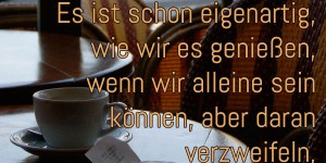 Beitragsbild des Blogbeitrags Es ist schon eigenartig, wie wir es genießen, wenn wir alleine sein können, aber daran verzweifeln, wenn wir alleine sein müssen.