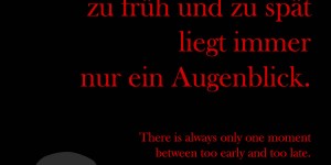 Beitragsbild des Blogbeitrags Zwischen zu früh und zu spät liegt immer nur ein Augenblick.