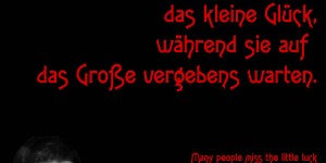Beitragsbild des Blogbeitrags Viele Menschen versäumen das kleine Glück, während sie auf das Große vergebens warten.