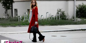 Beitragsbild des Blogbeitrags 4STYLEZ4U – Faux leather coat with flared trousers