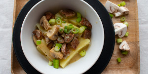 Beitragsbild des Blogbeitrags Schnelles Bratwurst-Ragout mit Kartoffeln