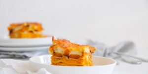 Beitragsbild des Blogbeitrags schnelle Kürbislasagne | Familienrezepte für den Herbst