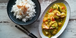 Beitragsbild des Blogbeitrags Puten-Curry mit Reis 